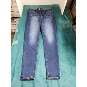 American Eagle Jeans Size 10 Long Womens Blue Stretch Pants High Rise Jegging